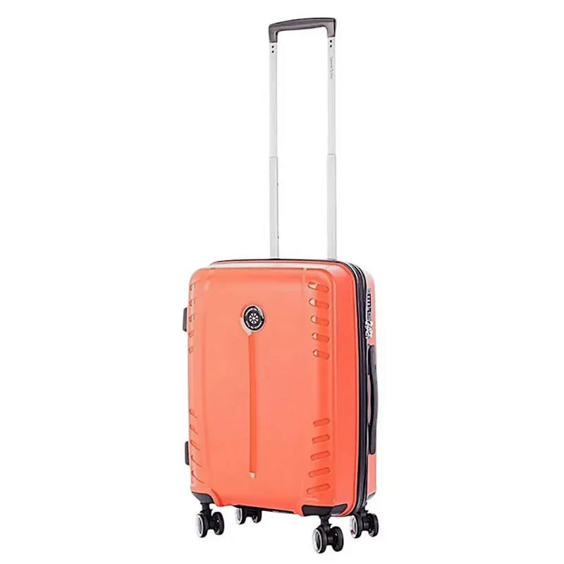 Leonardo Da Vinci kabin méretű polipropilén bőrönd, duplakerekes, TSA számzárral, narancssárga színben