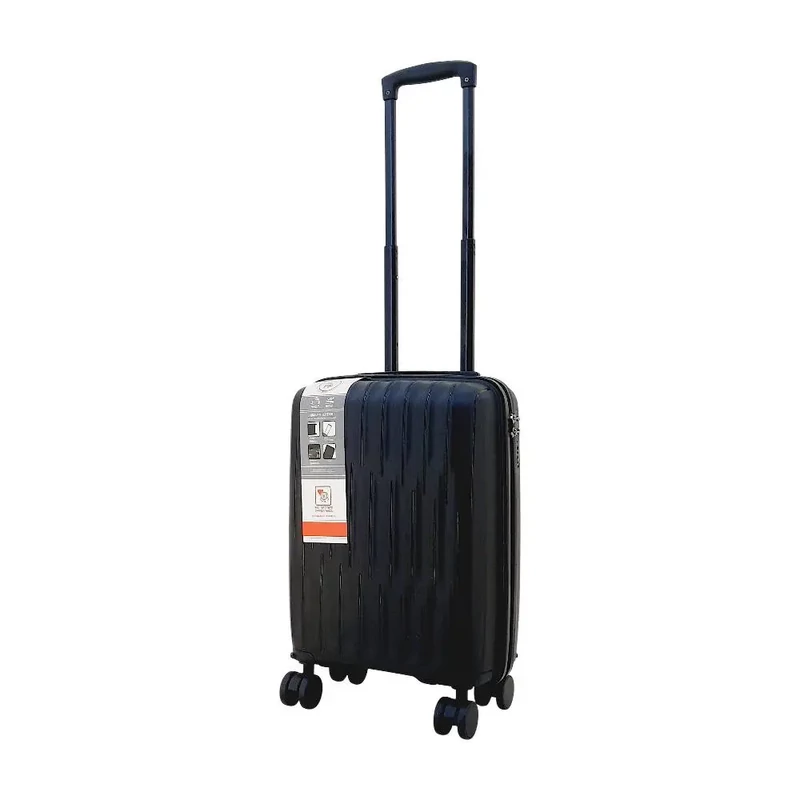 Kis méretű Fekete Polipropilén Bőrönd – 50×35×20 cm Keményfalú Gurulós