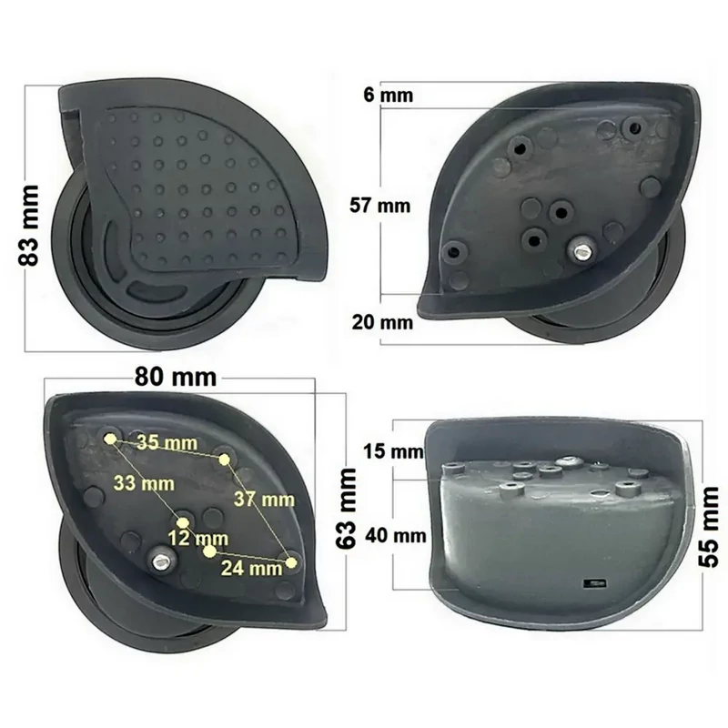 Bőrönd kerék 80x63 mm, szürke színben