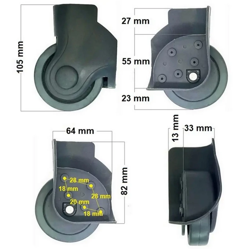 Bőrönd kerék 64x82 mm, szürke színben