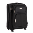 Leonardo Da Vinci kabinbőrönd 55x39x23/28cm, kétkerekű gurulós bőrönd, fekete színben