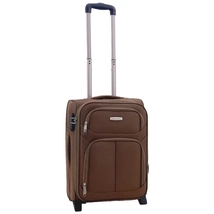 Leonardo Da Vinci kabinbőrönd 55x39x23/28cm, kétkerekű gurulós bőrönd, barna színben