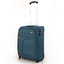 Verage kabinbőrönd 55x39x20/25cm, kétkerekű gurulós bőrönd, petrolkék színben