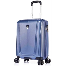 Verage kabinbőrönd 55x39x20/25cm, duplakerekes gurulós bőrönd TSA zárral, kék színben