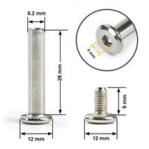Bőrönd kerékhez tengely 28x6.2 mm nikkel színben