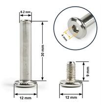 Bőrönd kerékhez tengely 30x6.2 mm nikkel színben