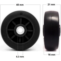 Bőrönd kerék 48x21x6.3 mm fekete színben