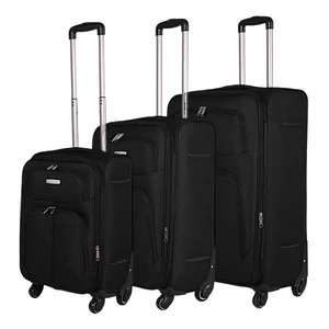 Leonardo Da Vinci bővíthető bőrönd 3 db-os szett, négykerekű, fekete színben  Leonardo Da Vinci bővíthető bőrönd 3 db-os szett, négykerekű, fekete színben