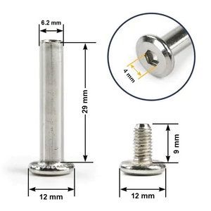 Bőrönd kerékhez tengely 29x6.2 mm nikkel színben