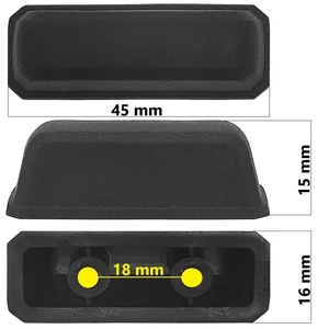 Bőrönd oldaltámasztó 45x15x16 mm, fekete színben