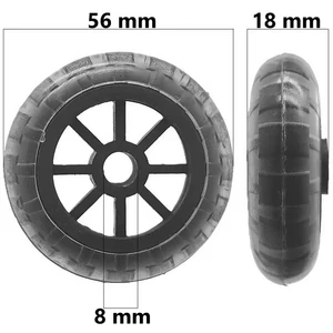 Bőrönd kerék 56x18x8 mm, fekete színben