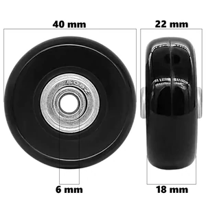Bőrönd kerék 40x22x6 mm, fekete színben