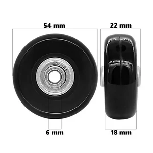 Bőrönd kerék 54x22x6 mm, fekete színben Bőrönd kerék 54x22x6 mm, fekete színben