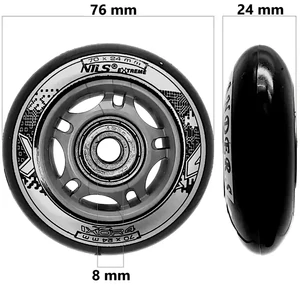 Bőrönd kerék 76x24x8 mm, fekete színben