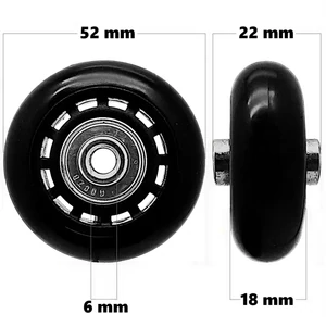 Bőrönd kerék 52x22x6 mm, fekete színben