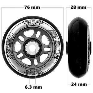 Bőrönd kerék 76x28x6.3 mm, fekete színben