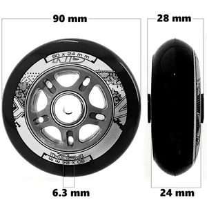 Bőrönd kerék 90x28x6.3 mm, fekete színben