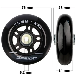 Bőrönd kerék 76x28x6.2 mm, fekete színben