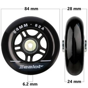 Bőrönd kerék 84x28x6.2 mm, fekete színben
