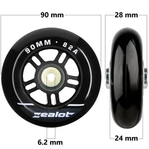 Bőrönd kerék 90x28x6.2 mm, fekete színben
