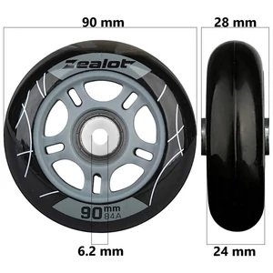 Bőrönd kerék 90x28x6.2 mm, fekete színben