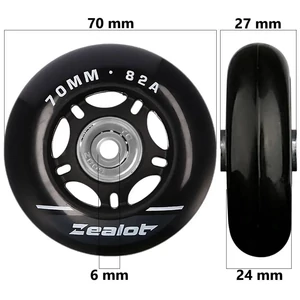 Bőrönd kerék 70x27x6 mm, fekete színben