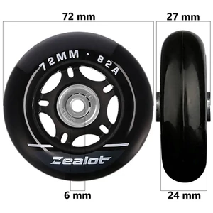 Bőrönd kerék 72x27x6 mm, fekete színben