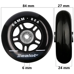Bőrönd kerék 84x27x6 mm, fekete színben