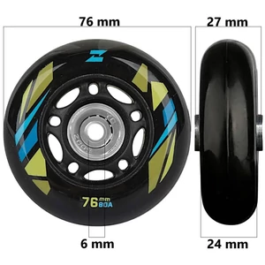 Bőrönd kerék 76x27x6 mm, fekete színben