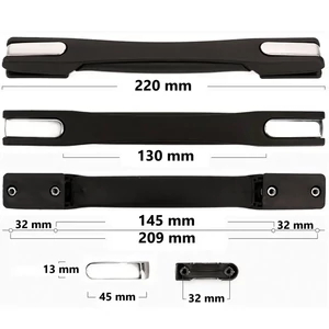Bőrönd fogantyú 220x25x18mm, fekete-ezüst színben