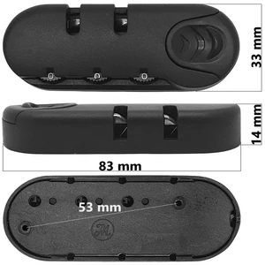 Bőrönd számzár 83x33x14 mm, fekete színben
