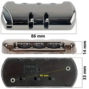 Bőrönd számzár 86x33x14 mm, fekete metál színben