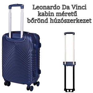 Kép 1/10 - Leonardo Da Vinci kabin méretű bőrönd húzószerkezet, kék színben