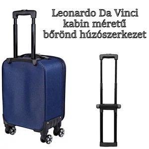 Kép 1/9 - Leonardo Da Vinci kabin méretű bőrönd húzószerkezet, fekete színben
