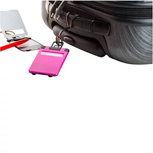 Kép 2/4 - Bőröndcímke papírbetéttel, pink-fekete színben