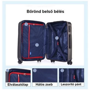 Kép 7/7 - Verage kabinbőrönd 55x39x20/25cm, duplakerekes gurulós bőrönd TSA zárral, bordó színben