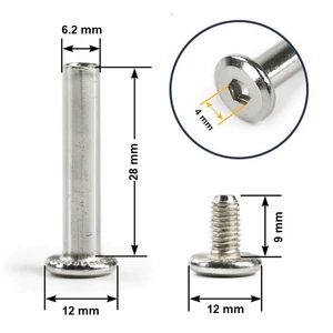 Kép 1/8 - Bőrönd kerékhez tengely 28x6.2 mm nikkel színben