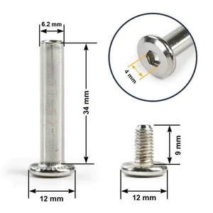 Kép 1/8 - Bőrönd kerékhez tengely 34x6.2 mm nikkel színben