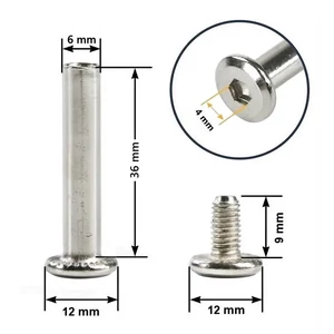 Kép 1/6 - Bőrönd kerékhez tengely 36x6 mm nikkel színben