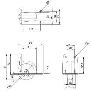 Kép 7/8 - Bőrönd kerék 89x53x91 mm, fekete színben