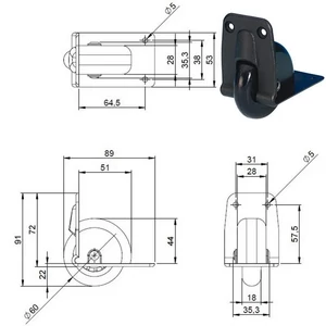 Kép 1/8 - Bőrönd kerék 89x53x91 mm, fekete színben