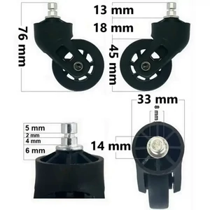 Kép 1/5 - Hachi bőrönd kerék 76x33 mm, fekete színben