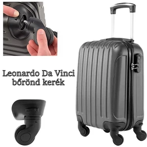 Kép 2/9 - Leonardo Da Vinci bőrönd kerék kivehető KE3006, fekete színben