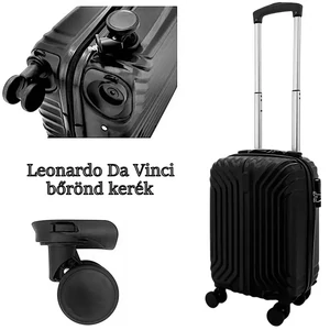 Kép 2/9 - Leonardo Da Vinci bőrönd kerék kivehető KE3051, fekete színben