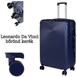 Kép 2/7 - Leonardo Da Vinci bőrönd kerék KE3076, sötétkék színben