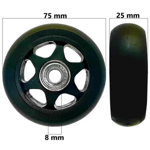 Kép 1/5 - Bőrönd kerék 75x25x8 mm, fekete színben