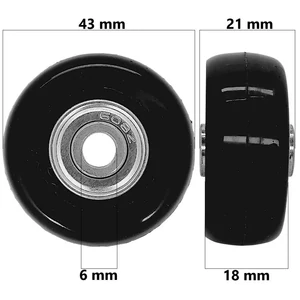 Kép 1/7 - Bőrönd kerék 43x21x6 mm, fekete színben
