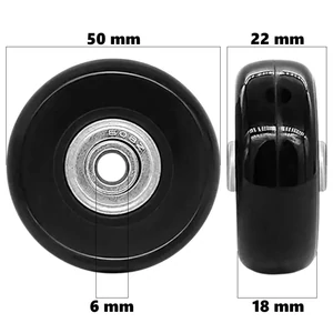 Kép 1/5 - Bőrönd kerék 50x22x6 mm, fekete színben