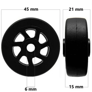 Kép 1/5 - Bőrönd kerék 45x21x6 mm, fekete színben