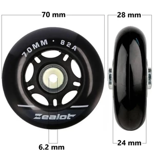 Kép 1/5 - Bőrönd kerék 70x28x6.2 mm, fekete színben